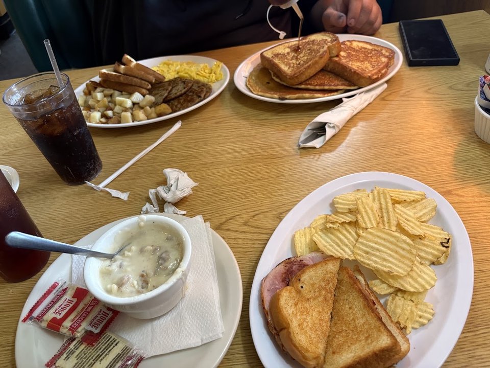 Classic diner booths and counter seating