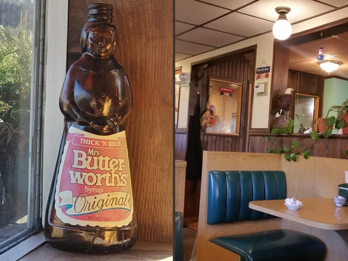 Coffee cups beside hearty diner meals